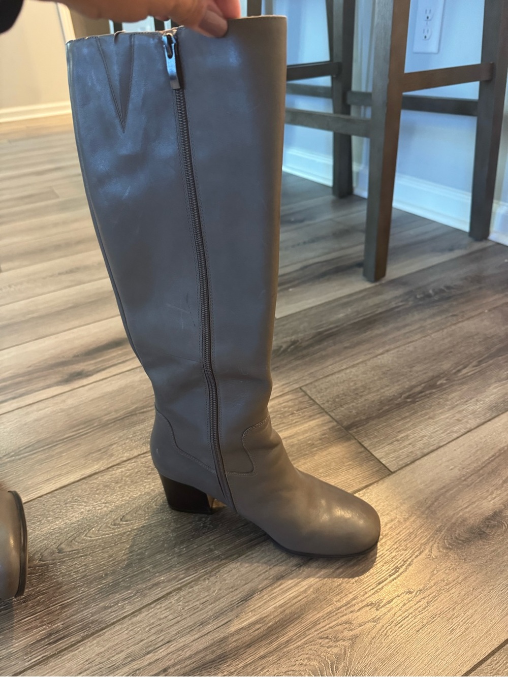 Franco Sarto Classic Tall Gray Women's Leather Boots 7.5